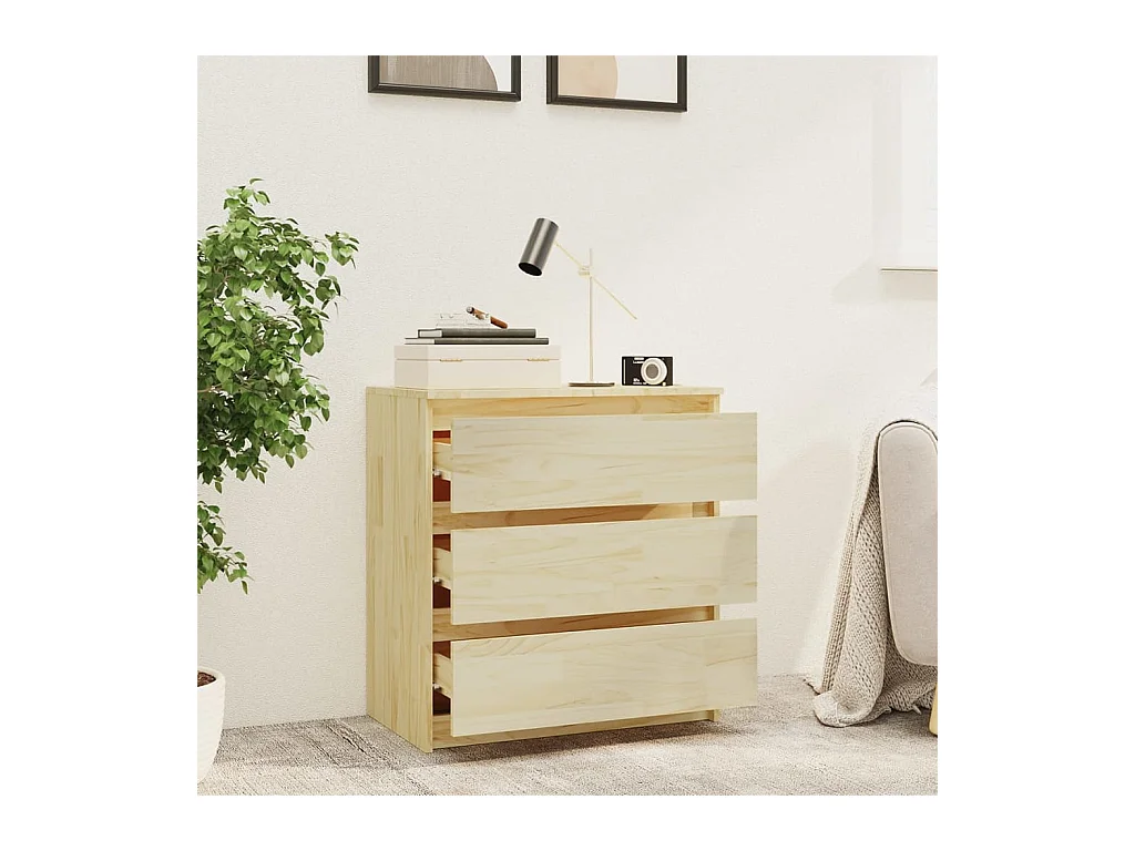 Mesita de noche | Mesilla de noche madera maciza de pino 60x36x64 cm