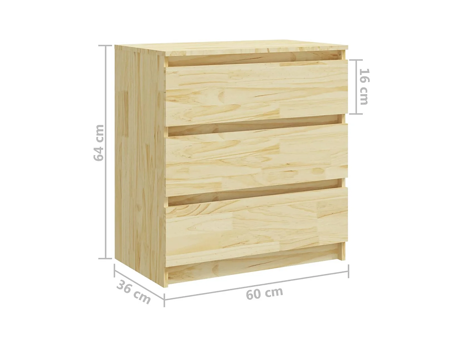 Mesita de noche | Mesilla de noche madera maciza de pino 60x36x64 cm