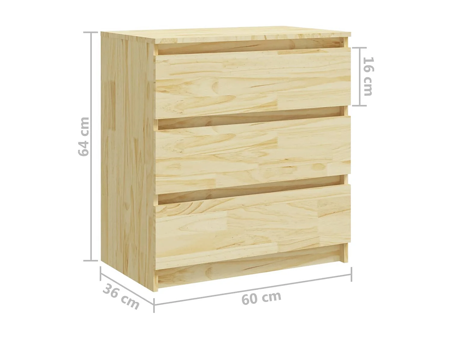 Nachttisch-Beistelltisch-Nachtschrank 60x36x64 cm Massivholz Kiefer SHL62519
