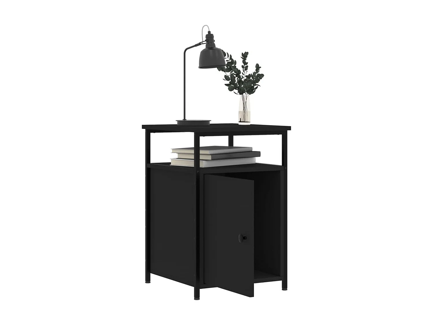 Mesitas de noche | Mesilla de noche 2 uds madera contrachapada negro 40x42x60 cm