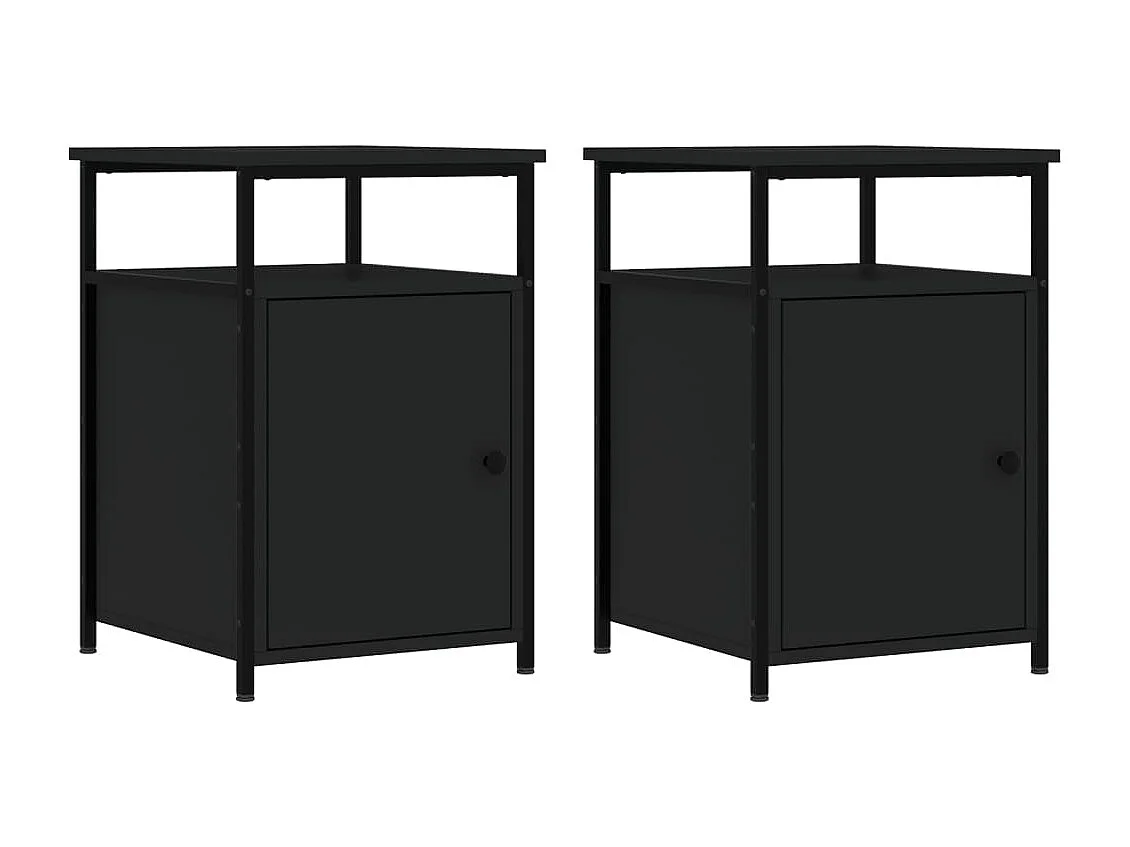 Nachttisch 2er Set-Beistelltisch-Nachttischkommode Schwarz 40x42x60 cm Holzwerkstoff SHL9137