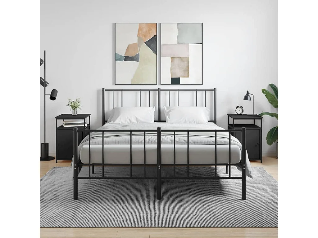 Nachttisch 2er Set-Beistelltisch-Nachttischkommode Schwarz 40x42x60 cm Holzwerkstoff SHL9137