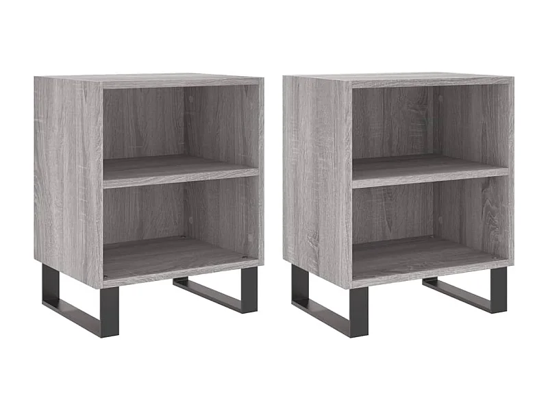Nachtkastje Set van 2 | Bijzettafel Modern 40x30x50 cm bewerkt hout grijs sonoma eiken
