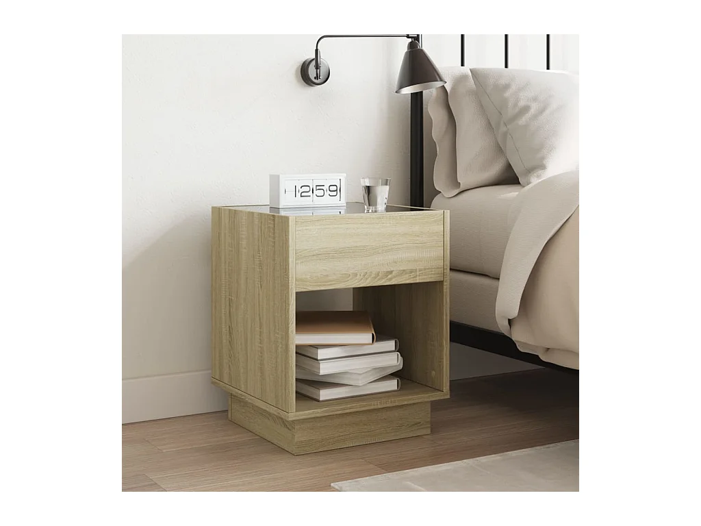 Mesita de noche | Mesilla de noche con Infinity LED roble Sonoma 40x40x50 cm