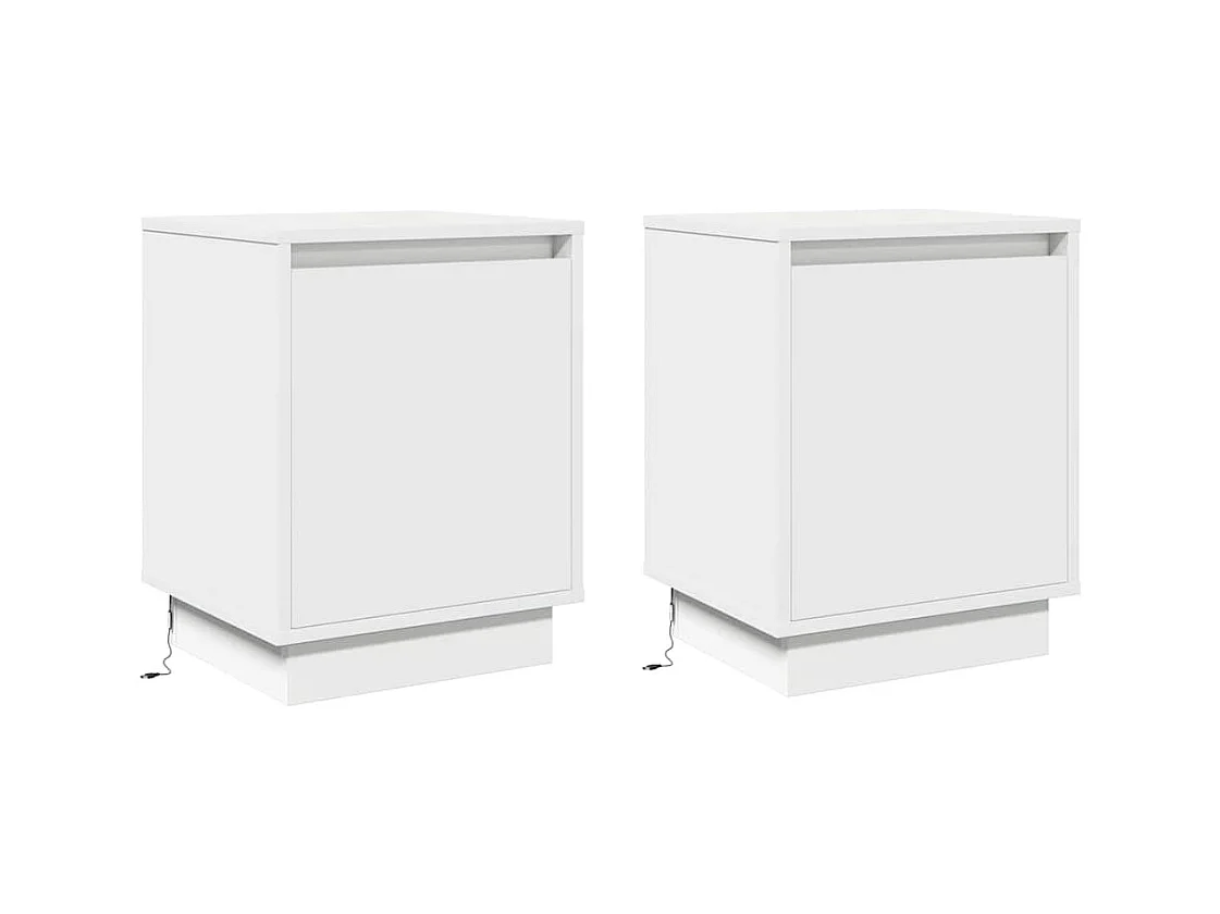 Mesita de Noche | Armario de Noche 2 uds Blanco 39x34.5x50 cm