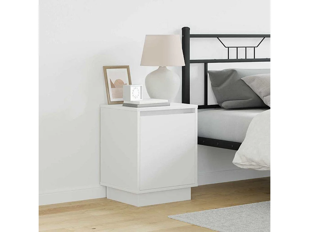 Nachttisch 2er Set-Beistelltisch Weiß 39 x 34,5 x 50 cm Holzwerkstoff SHL48351