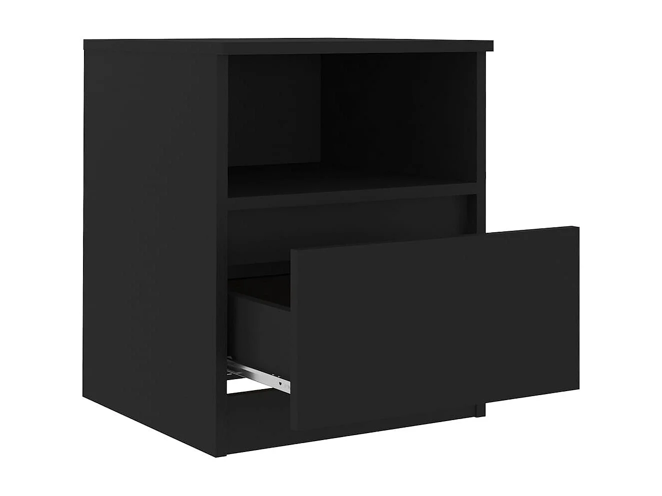 Mesita de noche | Mesilla de noche madera contrachapada negro 40x40x50 cm