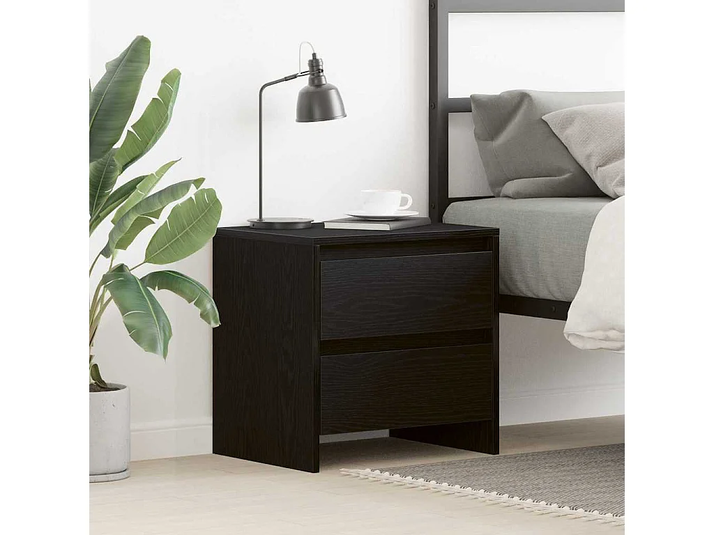 Mesita de Noche | Armario de Noche | Mesilla de noche con cajón Roble negro 45x34x44.5 cm