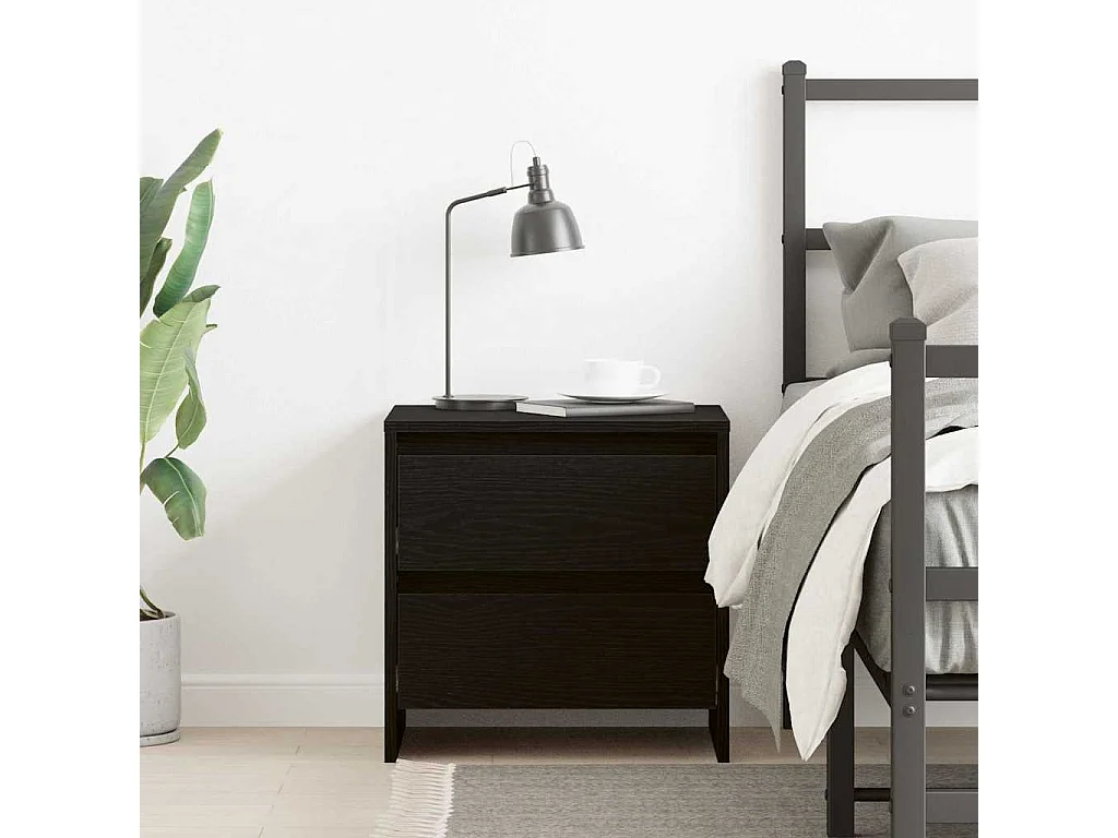 Mesita de Noche | Armario de Noche | Mesilla de noche con cajón Roble negro 45x34x44.5 cm