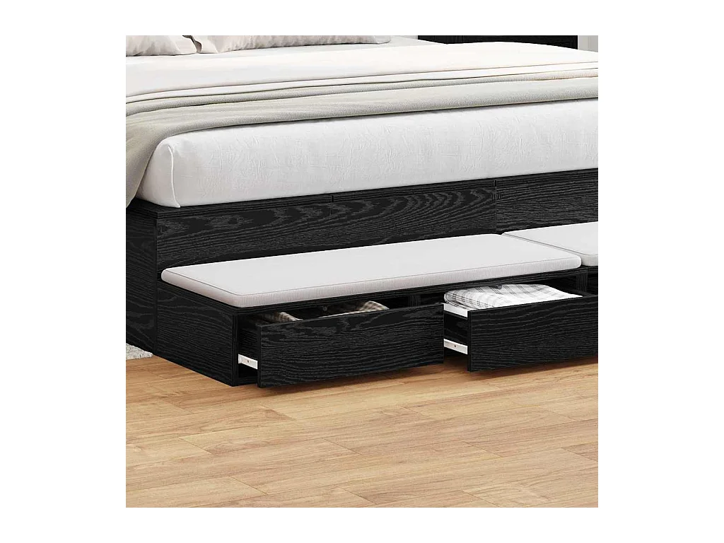 Cajones de cama con cajón Roble negro 180x36.5x16.5 cm