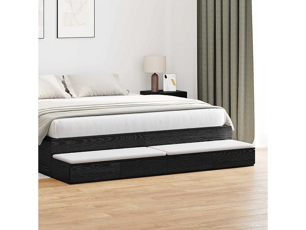 Cajones de cama con cajón Roble negro 180x36.5x16.5 cm