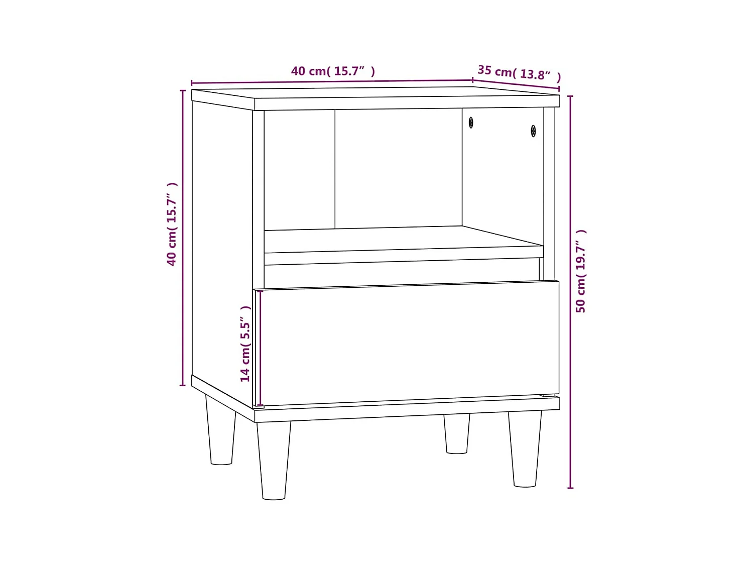 Table de chevet-Table d'appoint-Table de nuit Sonoma gris 40x35x50 cm