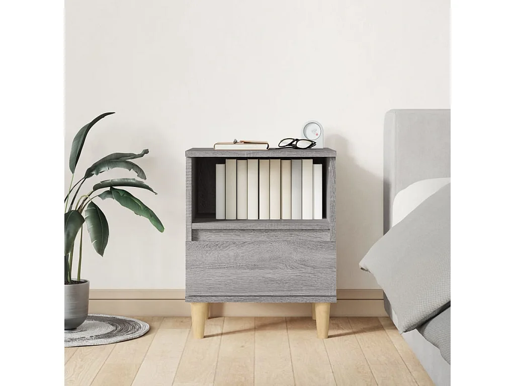 Nachttisch-Beistelltisch Grau Sonoma 40x35x50 cm SHL79125