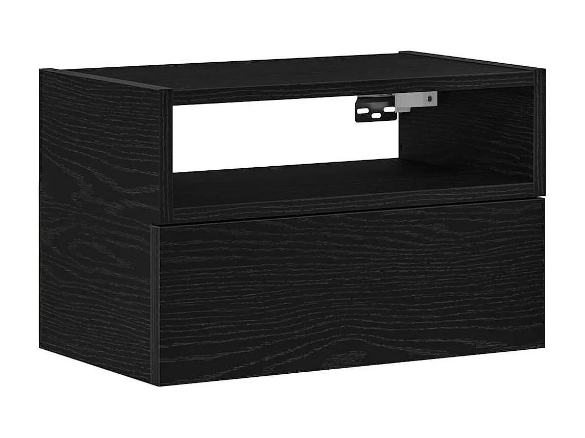 Mesita de noche | Mesilla de noche de pared negra 45x26x28,5 cm