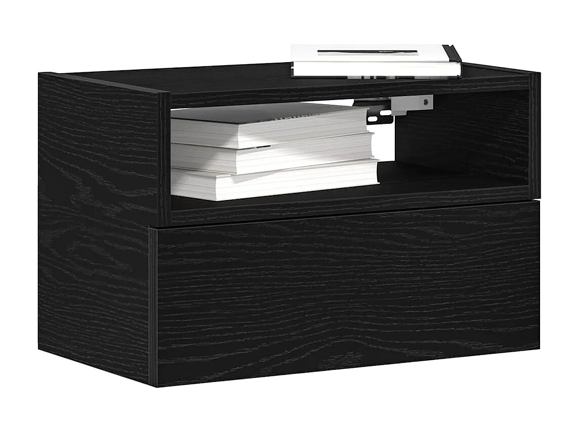 Nachttisch hängend | Wand-Nachttisch Schwarz 45x26x28,5 cm SHL29402