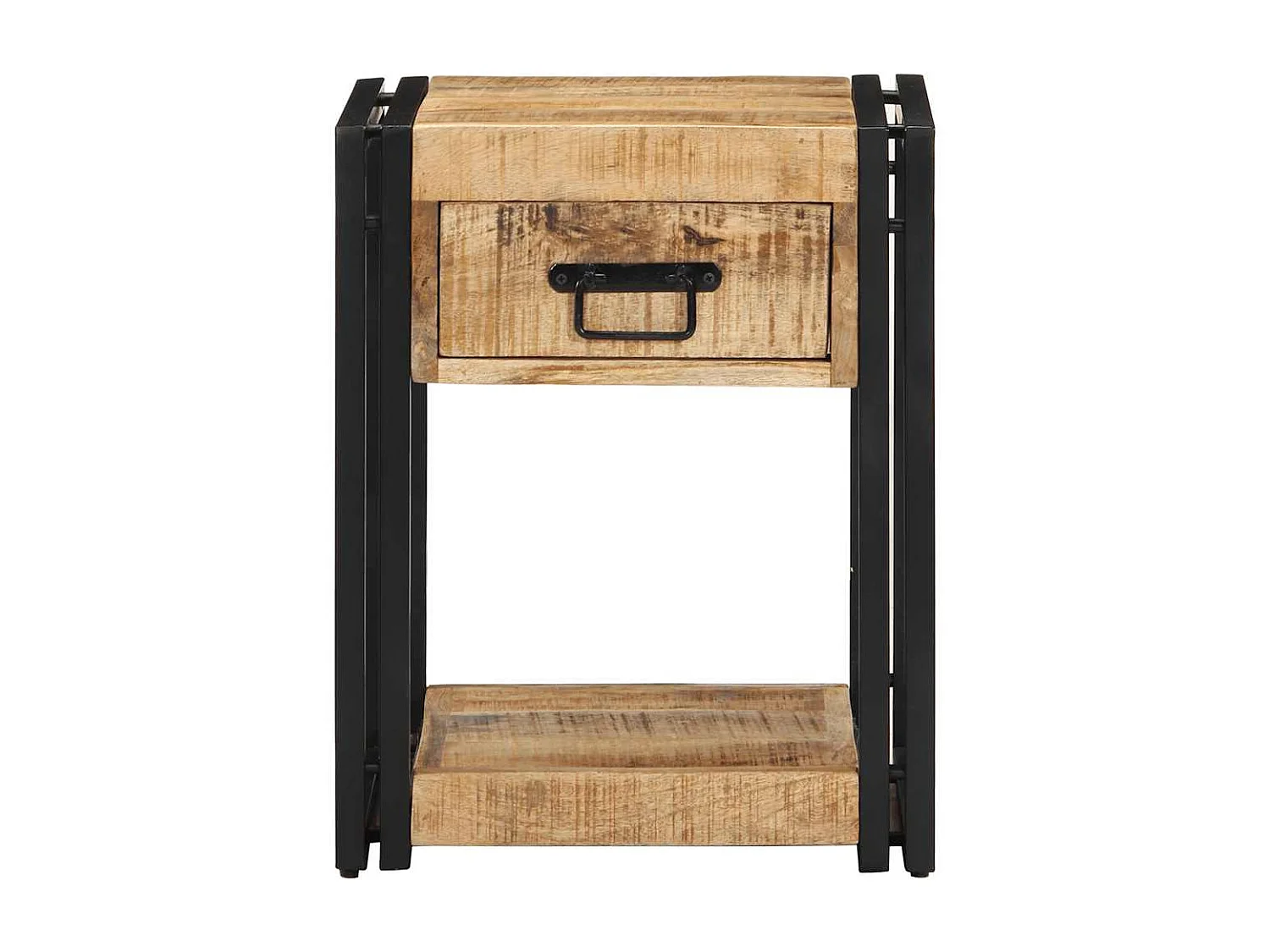 Nachttisch 2er Set-Beistelltisch 40x35x50 cm Raues Massivholz Mango SHL17448