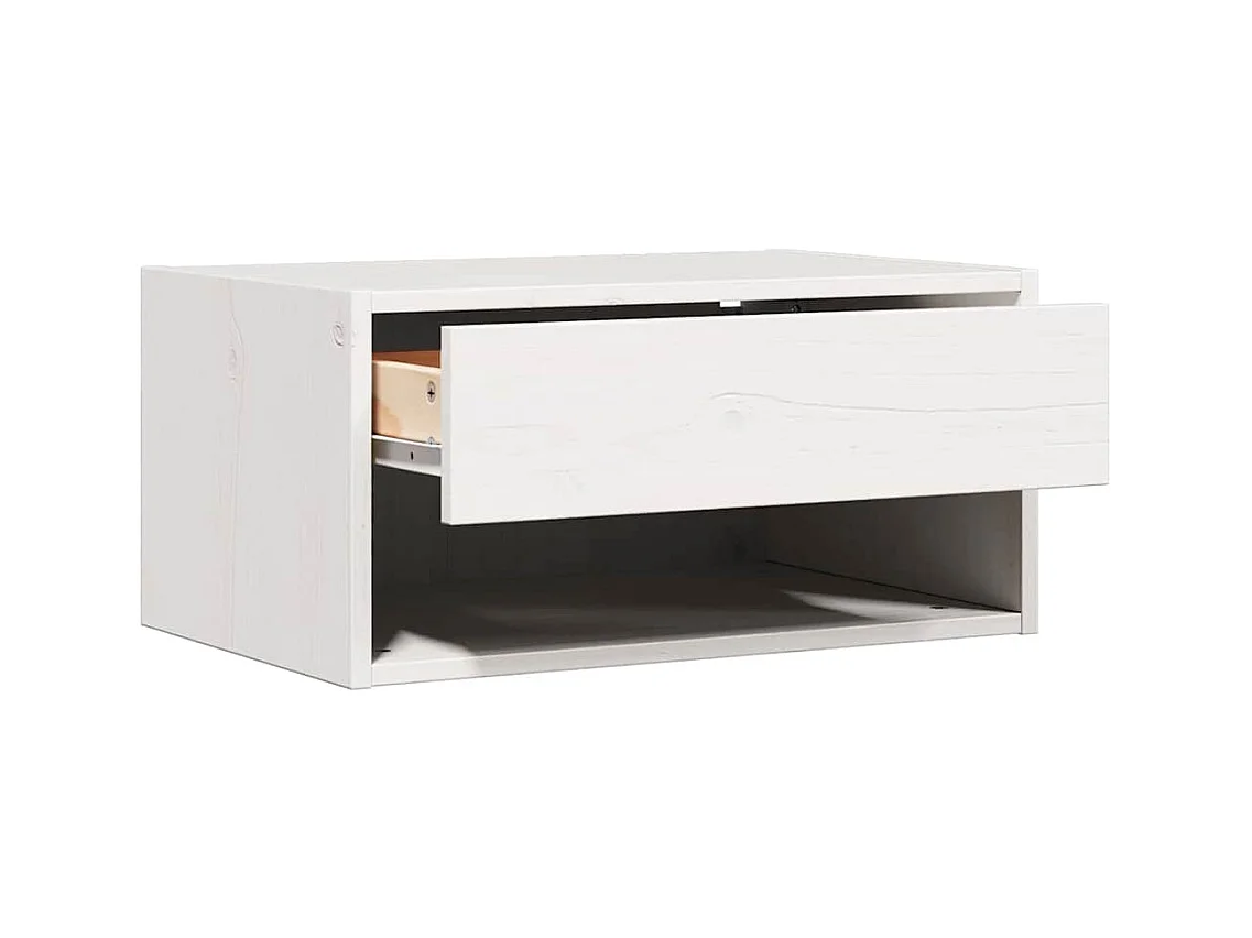Mesa de Noche | Mesa auxiliar Blanco 50x32.5x24 cm Madera maciza de pino