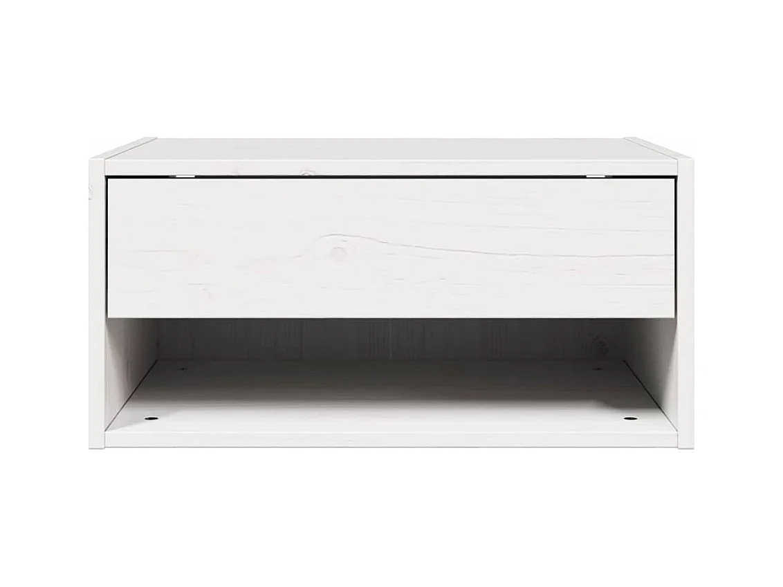 Mesa de Noche | Mesa auxiliar Blanco 50x32.5x24 cm Madera maciza de pino
