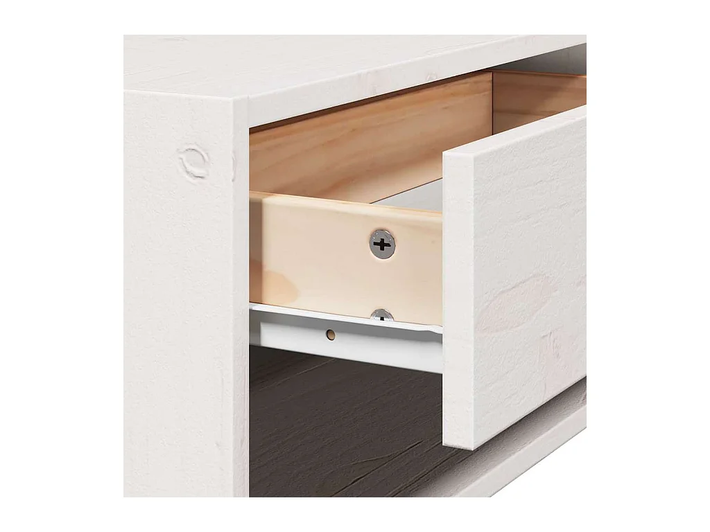 Mesa de Noche | Mesa auxiliar Blanco 50x32.5x24 cm Madera maciza de pino