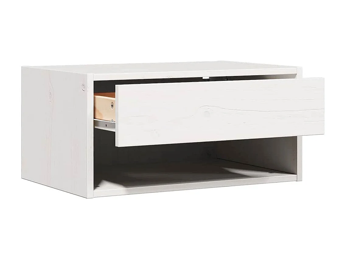Mesa de Noche | Mesa auxiliar Blanco 50x32.5x24 cm Madera maciza de pino