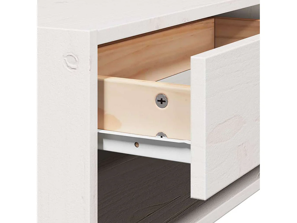 Mesa de Noche | Mesa auxiliar Blanco 50x32.5x24 cm Madera maciza de pino
