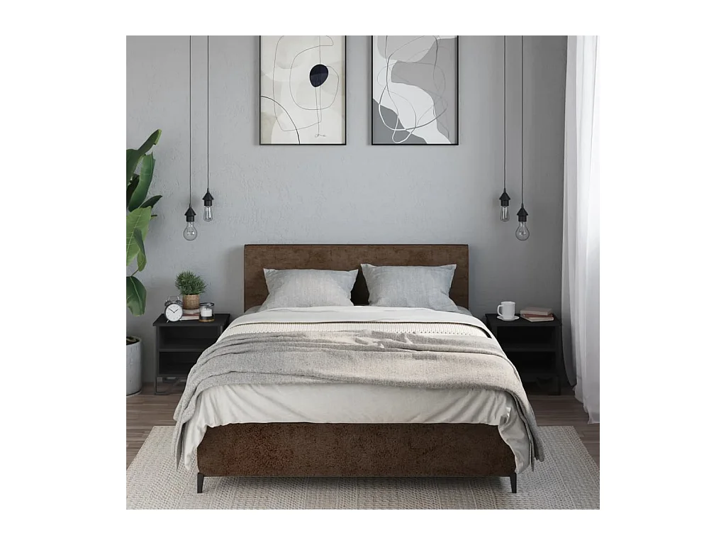 Mesitas de noche | Mesilla de noche 2 uds madera de ingeniería negra 40x30x40 cm