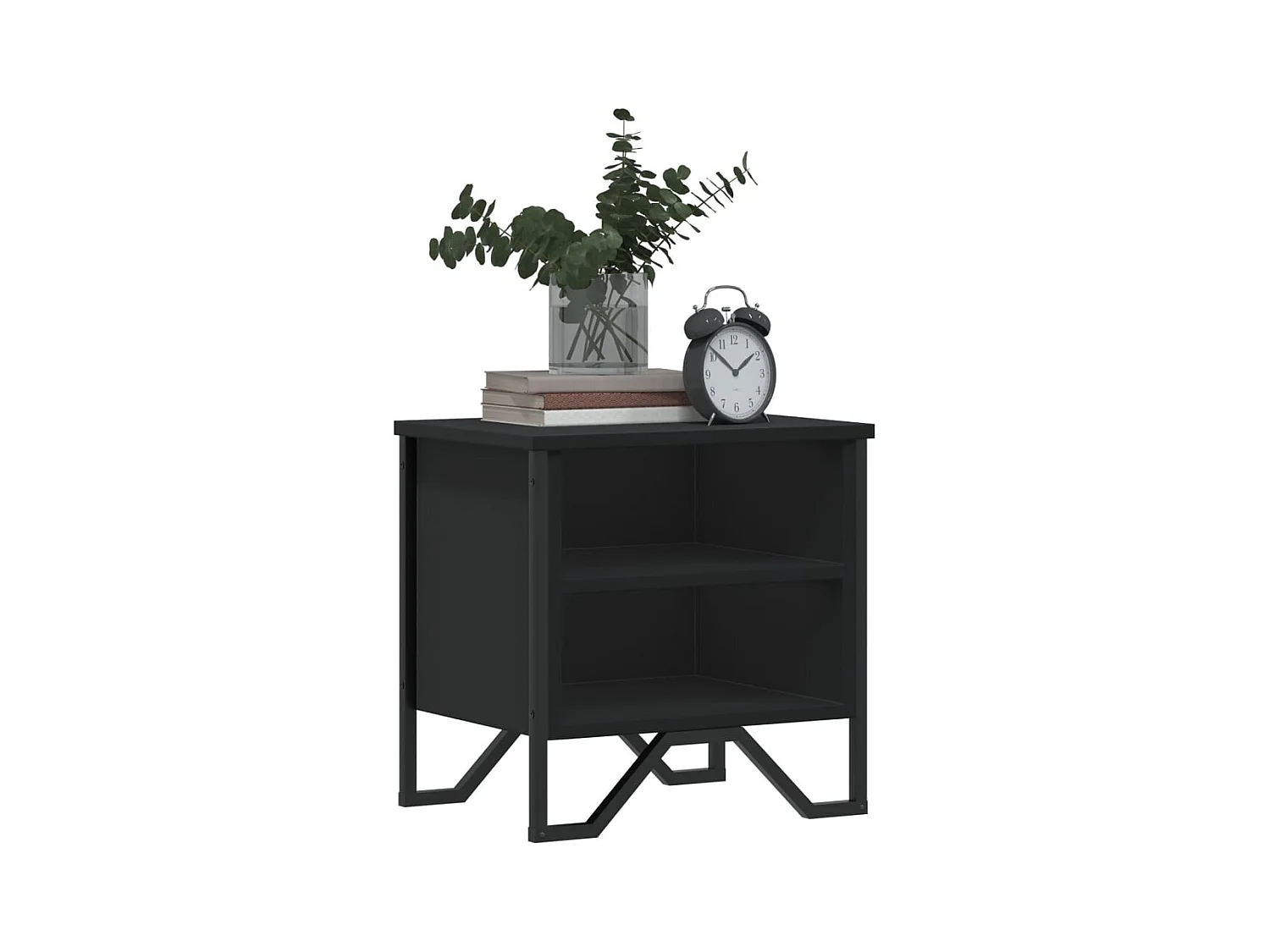 Mesitas de noche | Mesilla de noche 2 uds madera de ingeniería negra 40x30x40 cm
