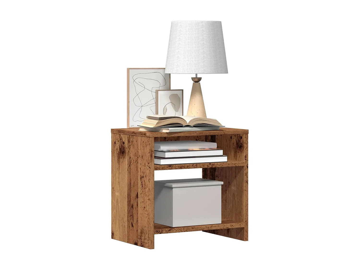 Nachttisch-Beistelltisch Altholz-Optik 40x30x40 cm Holzwerkstoff SHL24706