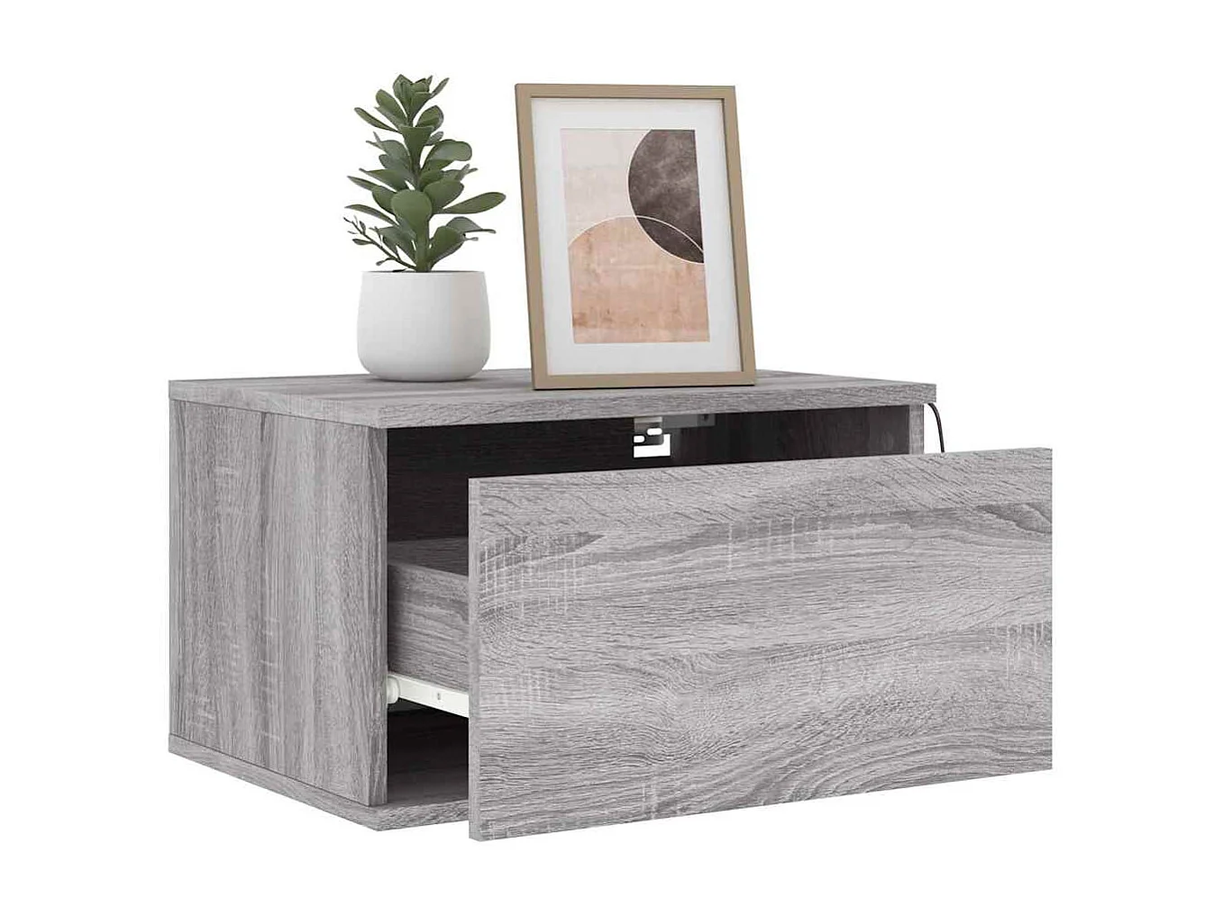 Mesitas de noche | Mesilla de noche de pared con luces LED 2 unidades gris Sonoma