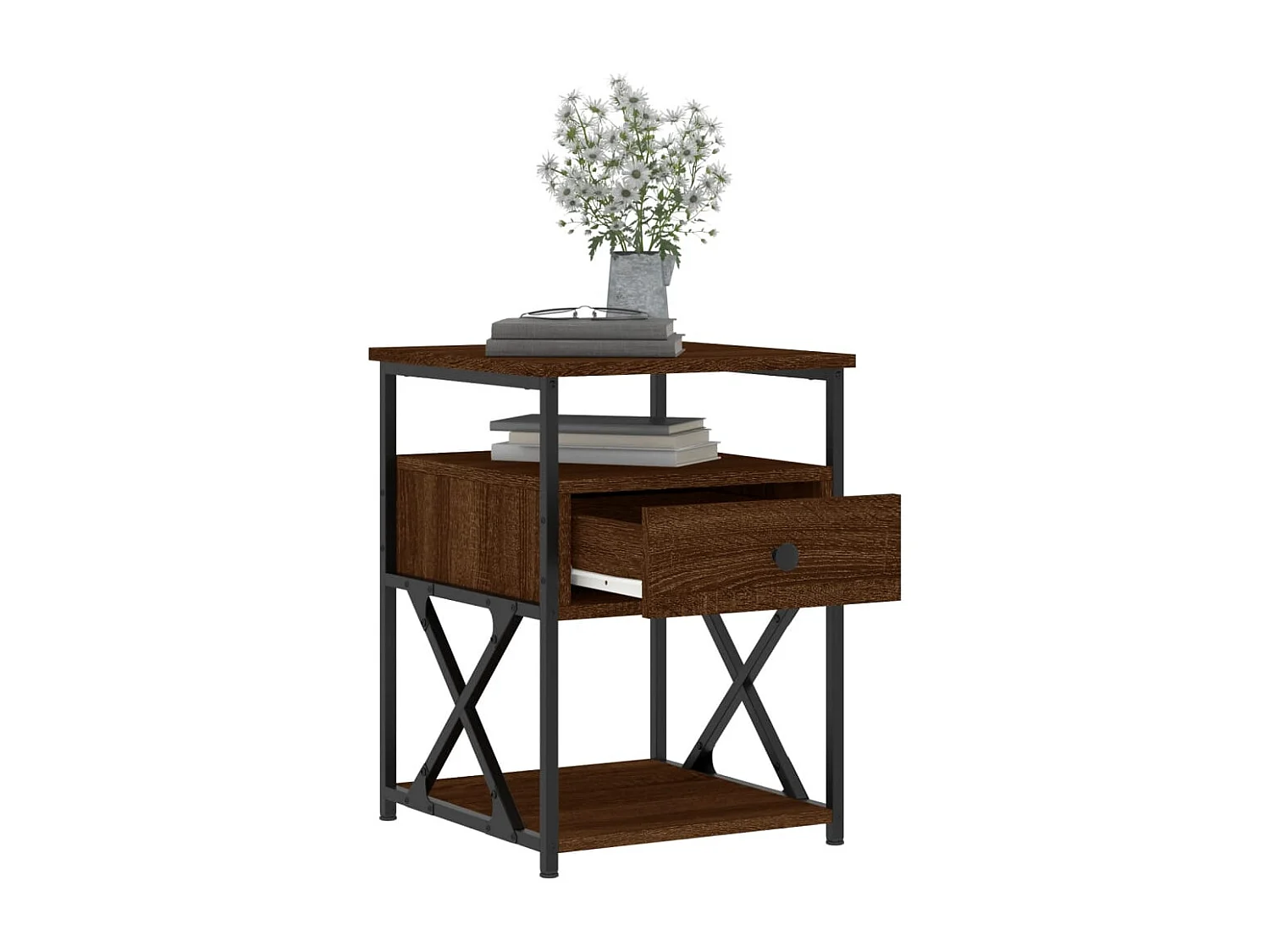 Nachttisch-Beistelltisch Braun Eichen-Optik 40x42x55 cm Holzwerkstoff SHL59162