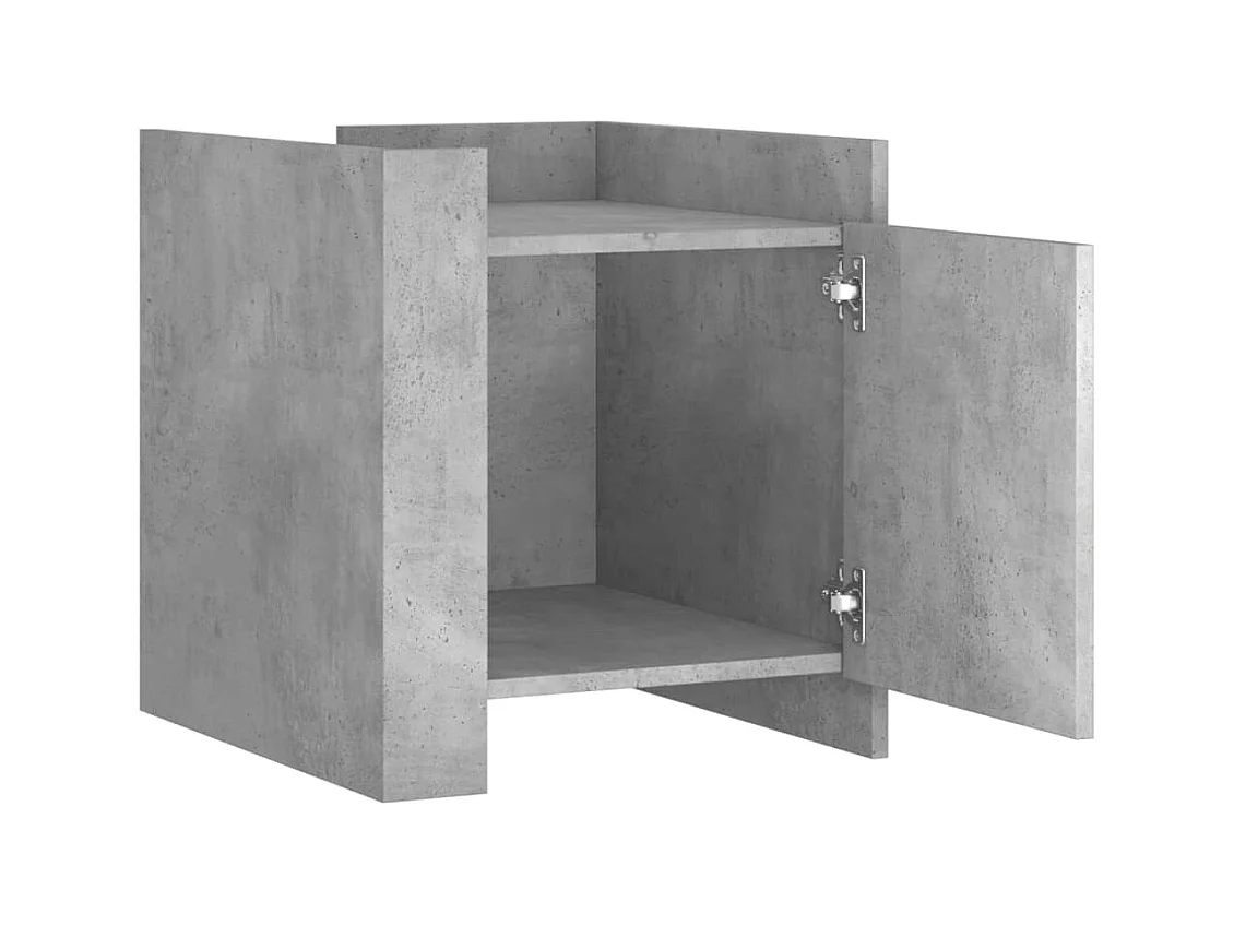 Table de chevet-Table d'appoint Compartiments ouverts gris béton 45x50x50 cm bois d’ingénierie