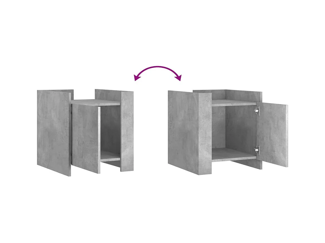 Table de chevet-Table d'appoint Compartiments ouverts gris béton 45x50x50 cm bois d’ingénierie