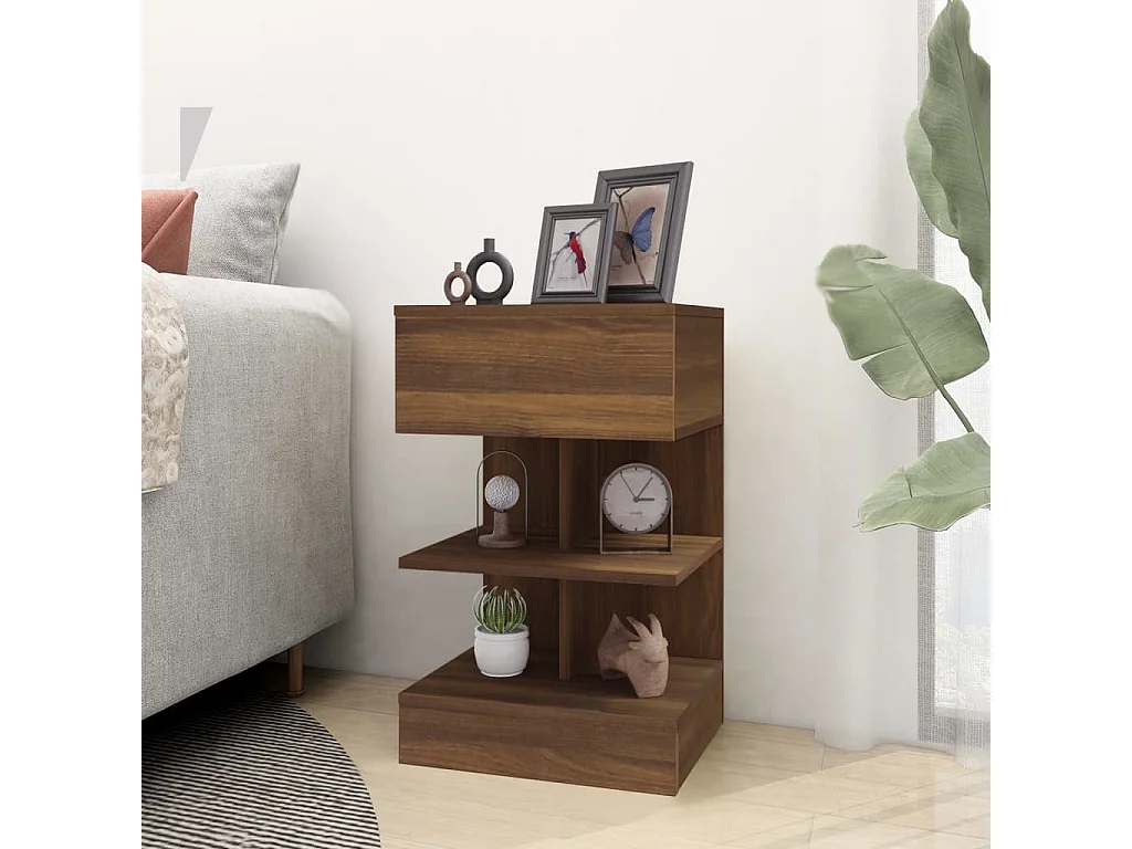 Nachttisch-Beistelltisch Braun Eichen-Optik 40x35x65 cm Holzwerkstoff SHL46141