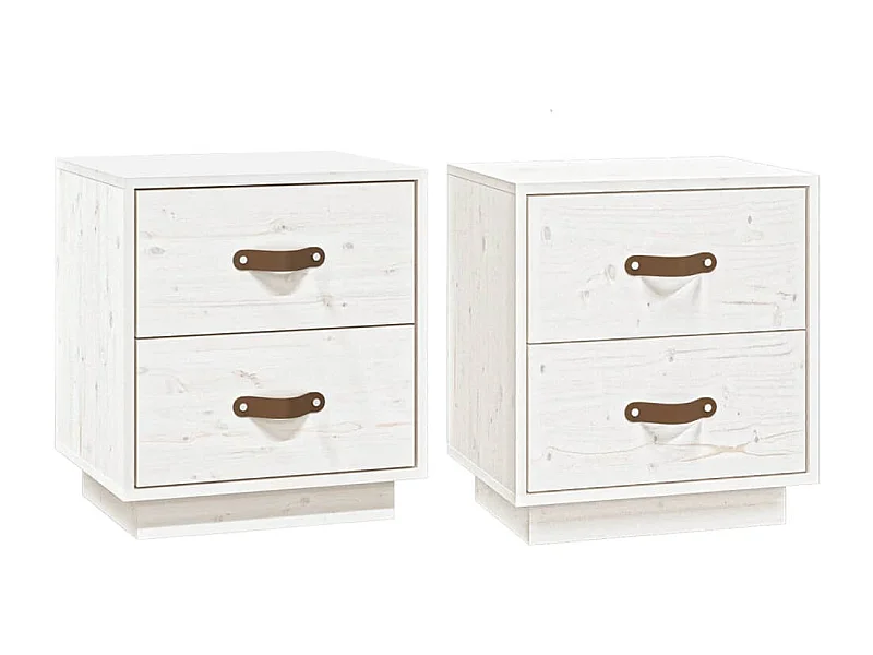 Tables de chevet lot de 2 avec tiroirs Blanc 40x34x45 cm Bois de pin massif