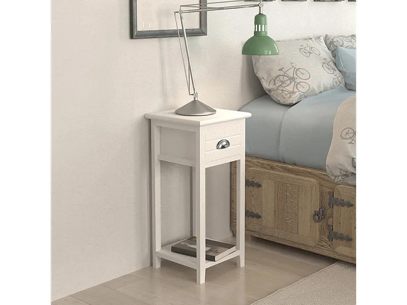 Table de chevet-Table de nuit avec 1 tiroir Blanc