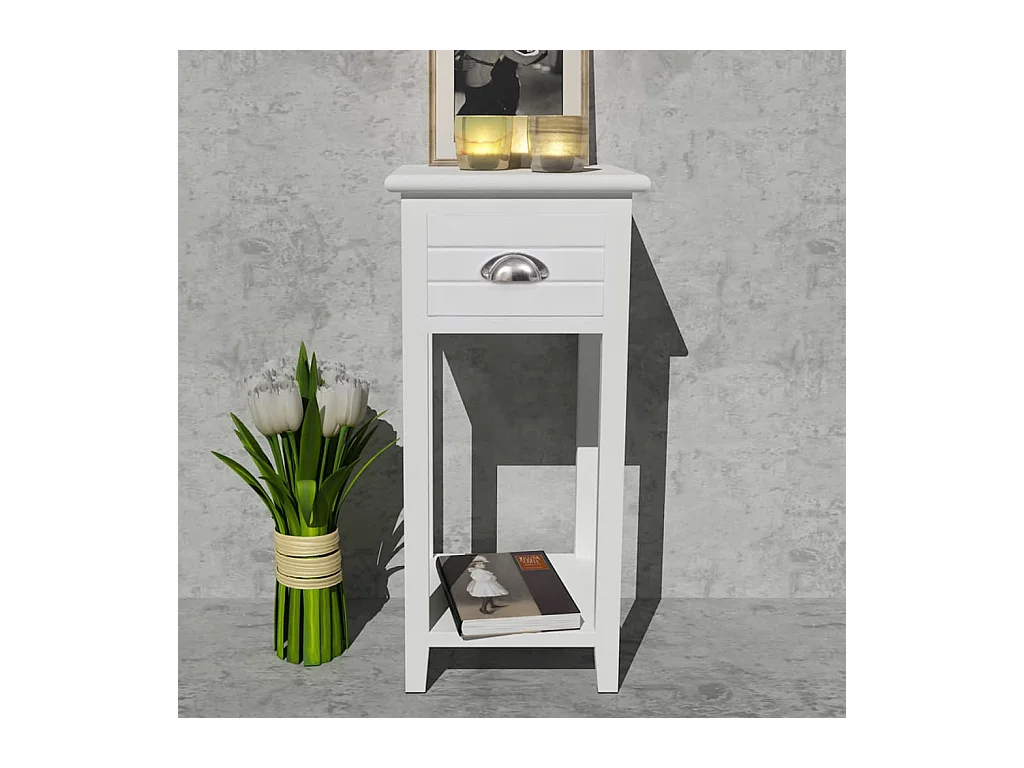 Mesita de noche | Mesilla de noche con 1 cajón blanca