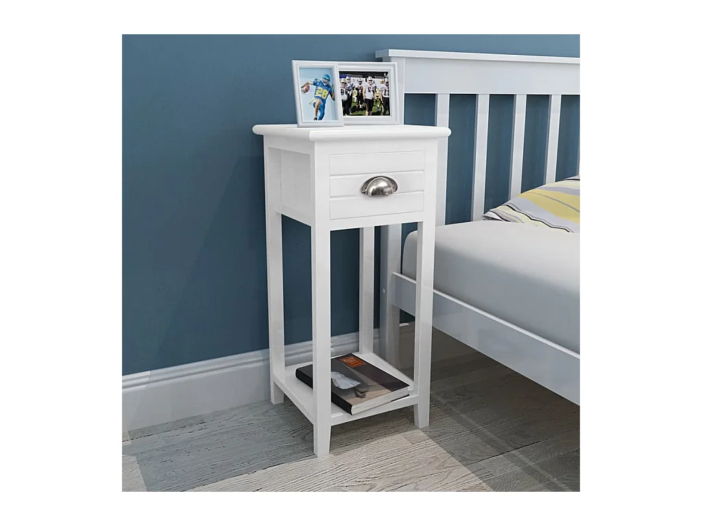Mesita de noche | Mesilla de noche con 1 cajón blanca