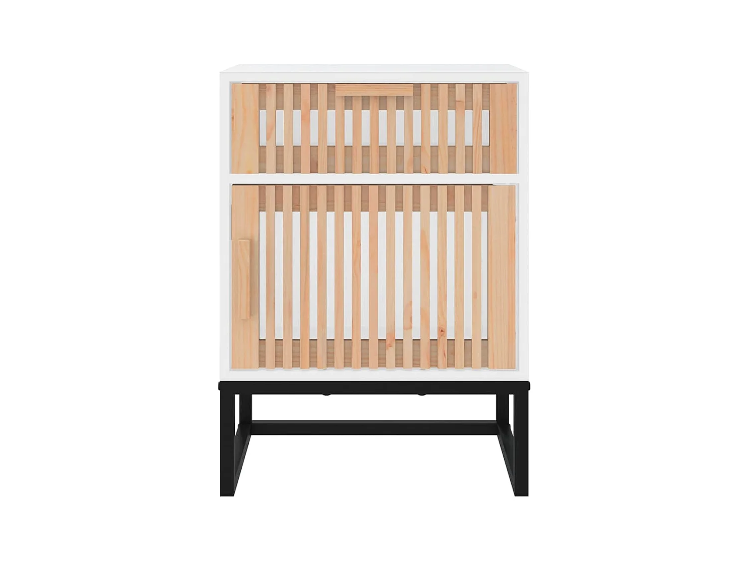 Mesitas de noche | Mesilla de noche 2 uds hierro y madera blanco 40x30x55,5 cm