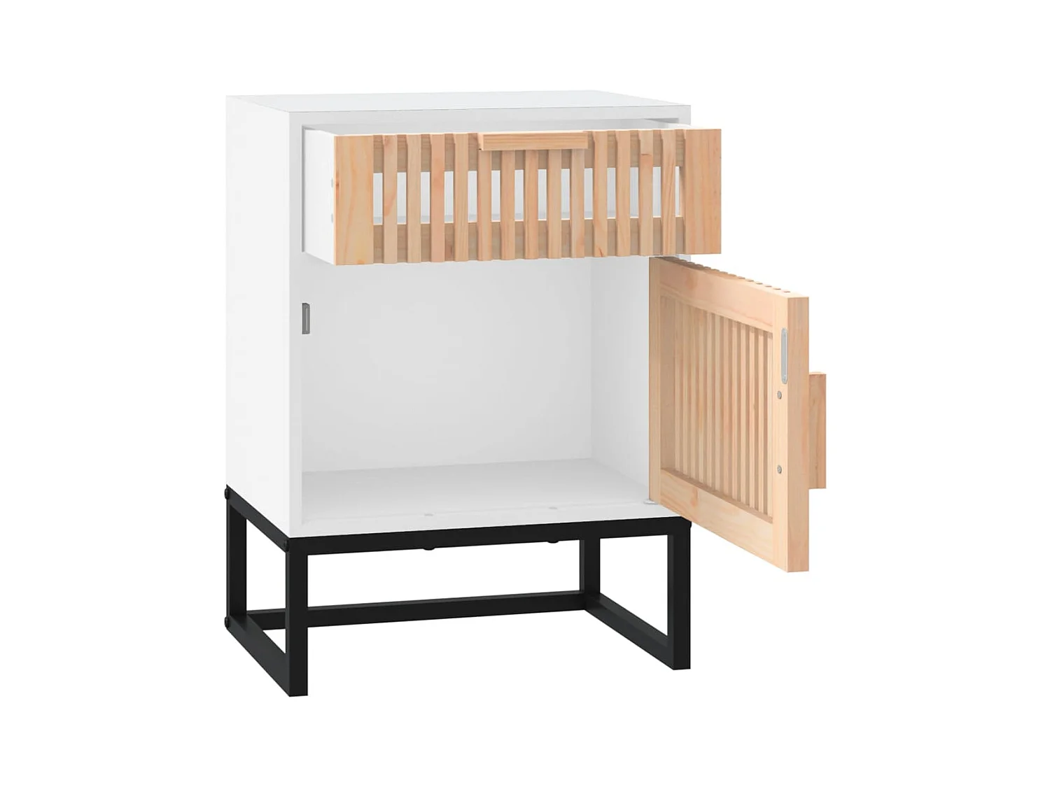 Mesitas de noche | Mesilla de noche 2 uds hierro y madera blanco 40x30x55,5 cm