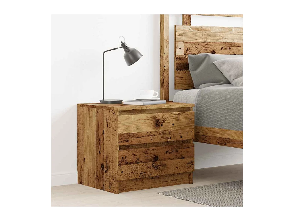 Table de chevet-Table d'appoint vieux bois 50x40x43.5 cm bois d’ingénierie