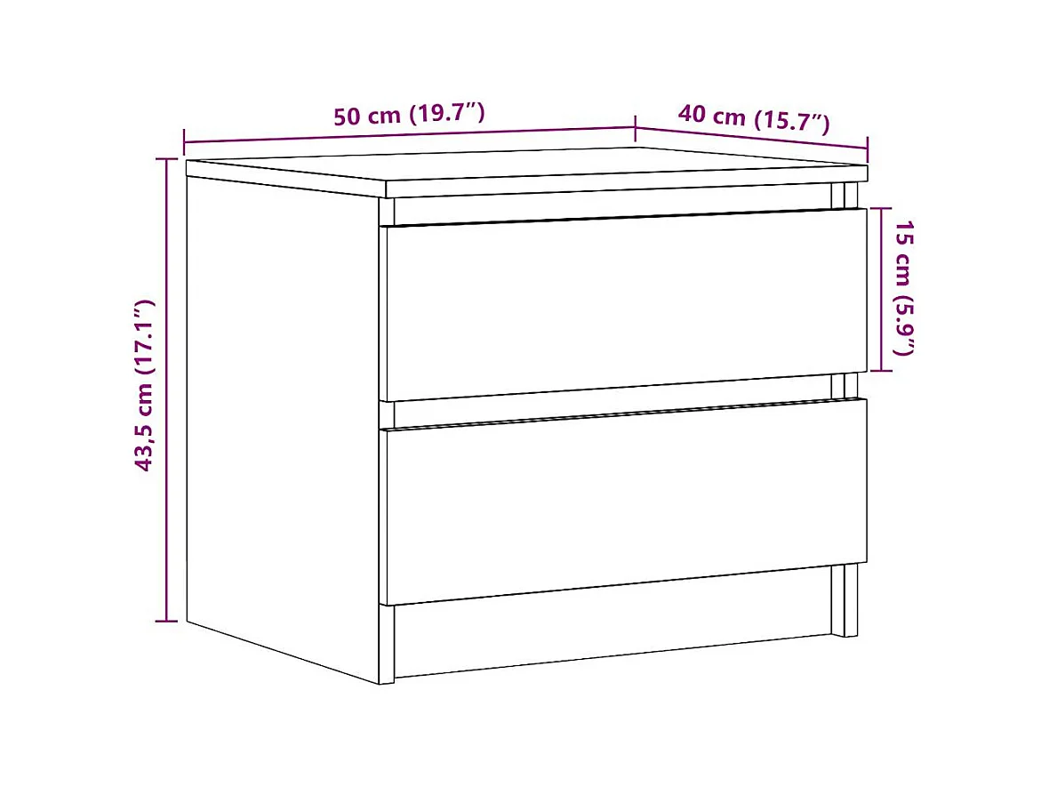 Mesita de noche | Mesilla de noche madera de ingeniería envejecida 50x40x43.5 cm