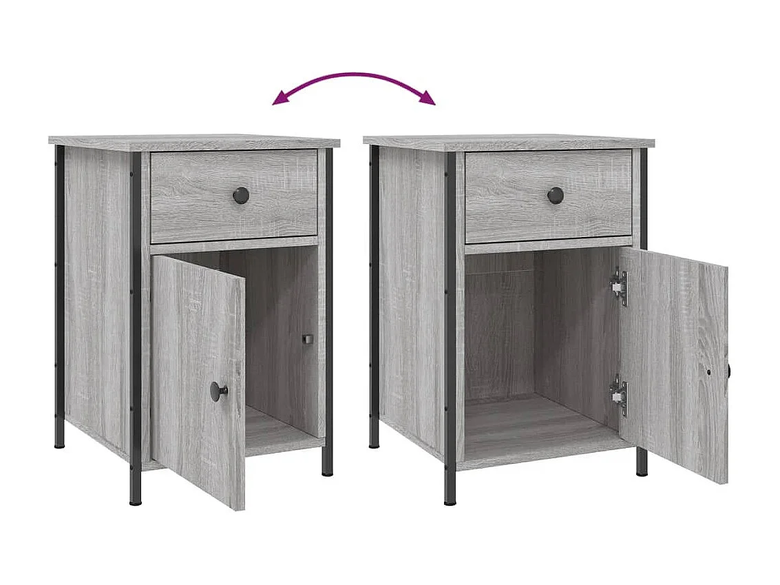 Nachttisch 2er Set-Beistelltisch-Nachttischkommode Grau Sonoma 40x42x60 cm Holzwerkstoff SHL55259