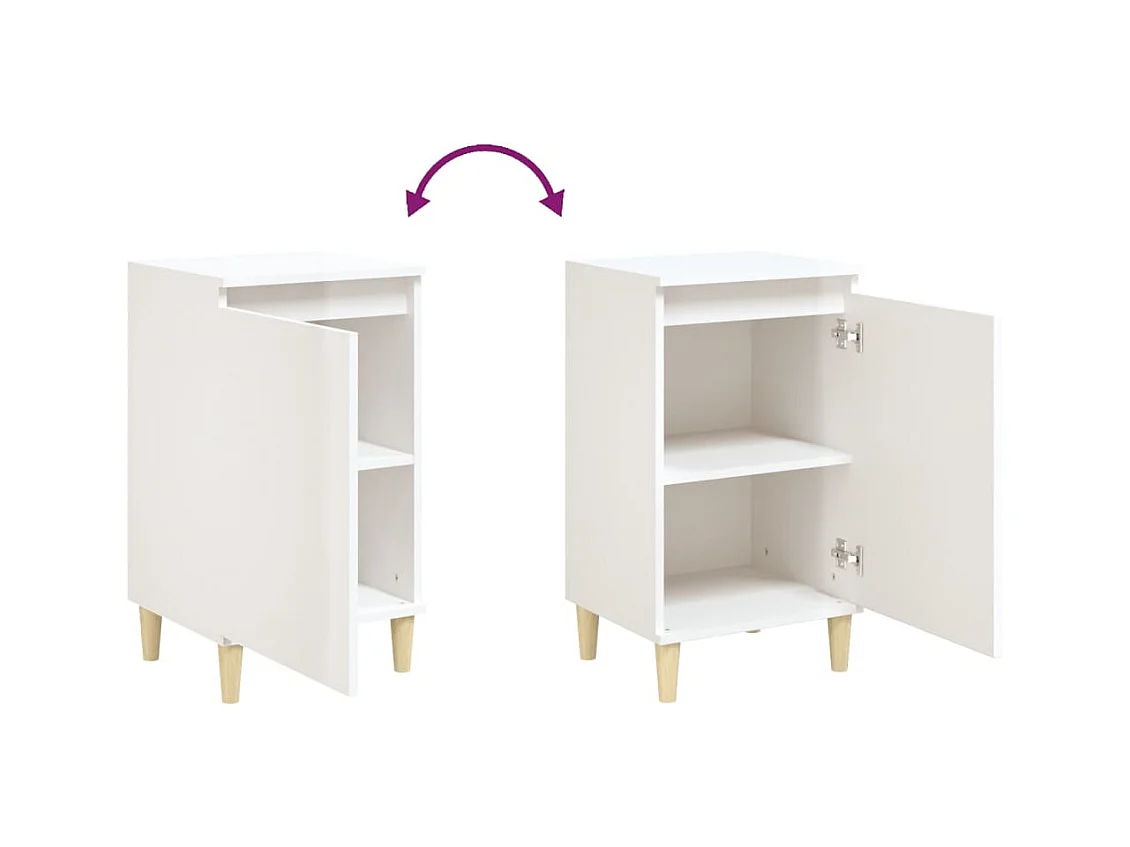 Mesitas de noche | Mesilla de noche 2 uds madera blanco brillante 40x35x70 cm