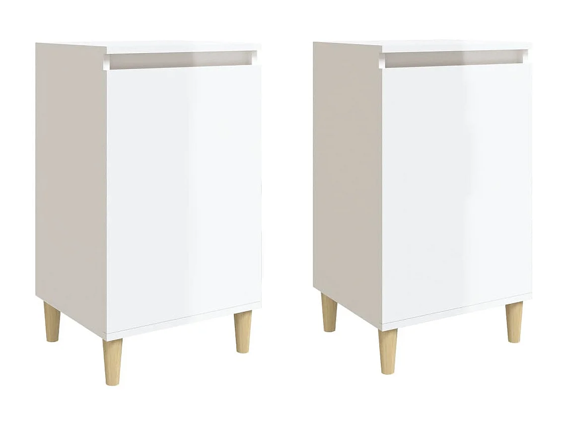 Nachttisch 2er Set-Beistelltisch-Nachttischkommode Hochglanz-Weiß 40x35x70 cm Holzwerkstoff SHL41585
