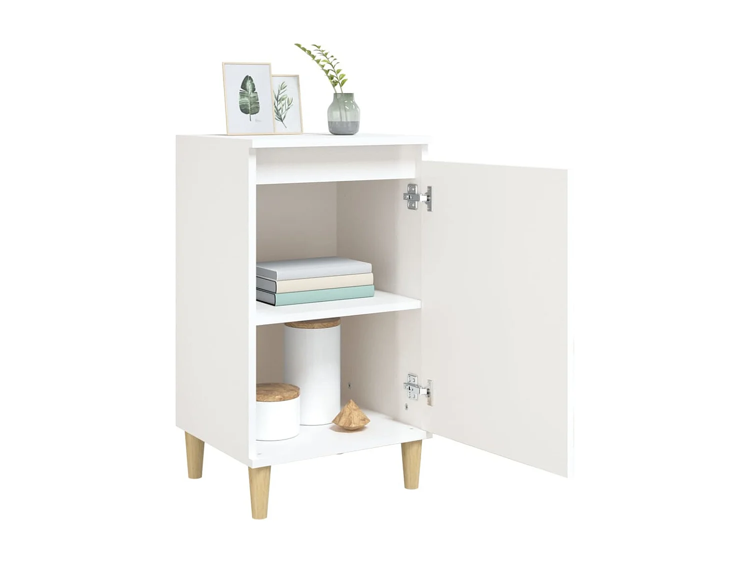 Nachttisch 2er Set-Beistelltisch-Nachttischkommode Hochglanz-Weiß 40x35x70 cm Holzwerkstoff SHL41585