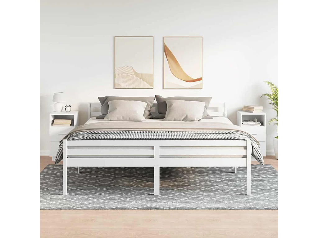 Nachttisch 2er Set-Beistelltisch-Nachttischkommode mit 2 Schubladen Weiß 36x36x68 cm SHL65464