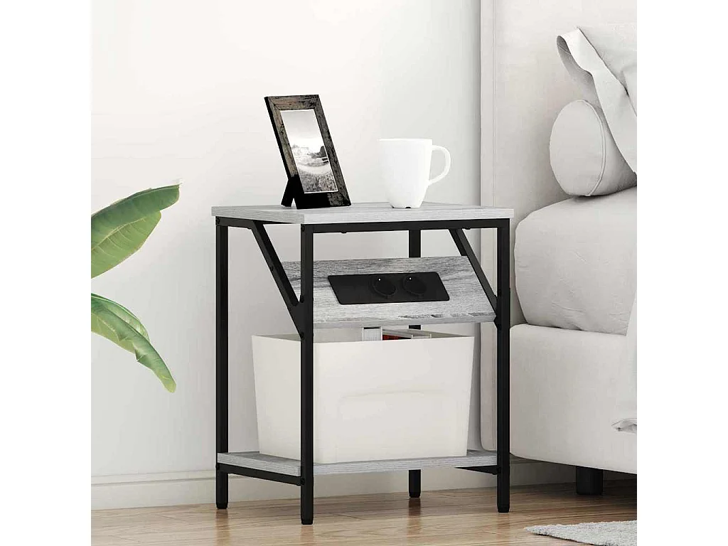 Table de chevet-Table d'appoint-Table de Nuit Sonoma gris 38x30x48 cm Bois d'ingénierie