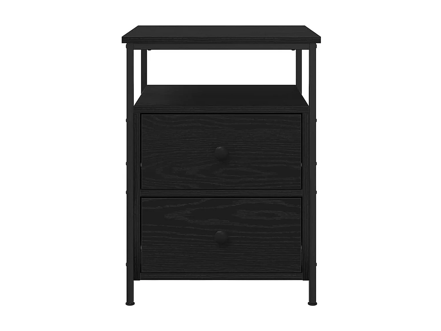 Mesita de Noche | Mesa auxiliar con cajón Roble negro 44x45x60 cm