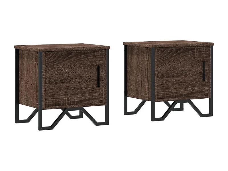 Mesa de Cabeceira Moderna 2 peças derivado de madeira carvalho castanho