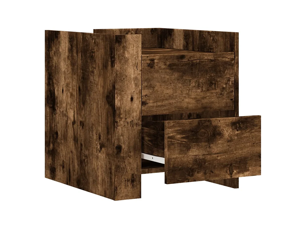 Table de chevet-Table d'appoint Compartiments ouverts chêne fumé 45x50x50 cm bois d'ingénierie